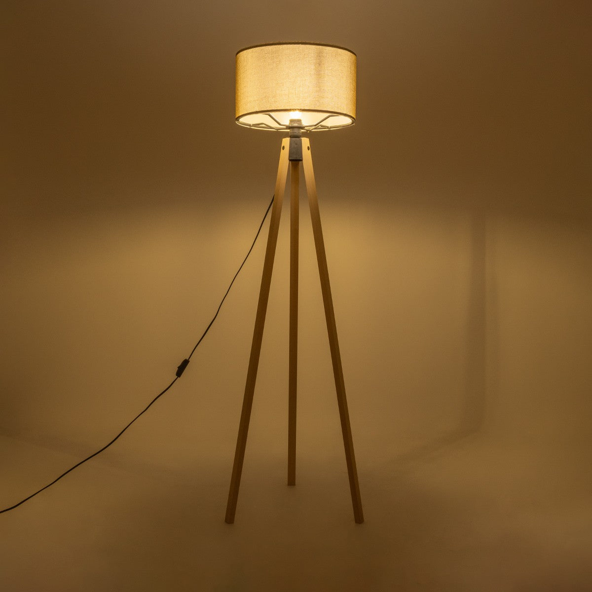 SAGA 204-0047 Μοντέρνο Eπιδαπέδιο Φωτιστικό Μονόφωτο 1 x E27 IP20 Μπεζ Ξύλο με Πράσινο Ύφασμα - Μ38 x Π38 x Υ140