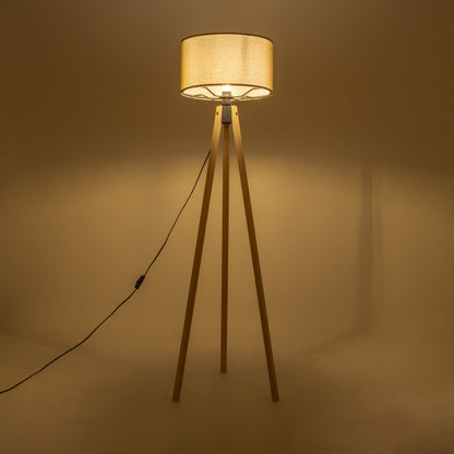 SAGA 204-0047 Μοντέρνο Eπιδαπέδιο Φωτιστικό Μονόφωτο 1 x E27 IP20 Μπεζ Ξύλο με Πράσινο Ύφασμα - Μ38 x Π38 x Υ140