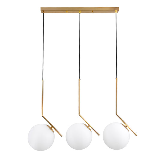 MONROE 00955 Μοντέρνο Κρεμαστό Φωτιστικό Οροφής με Ντουί 3 x E27 AC 220-240V IP20 - Χρυσό & Λευκό - Μ74 x Π25 x Υ50