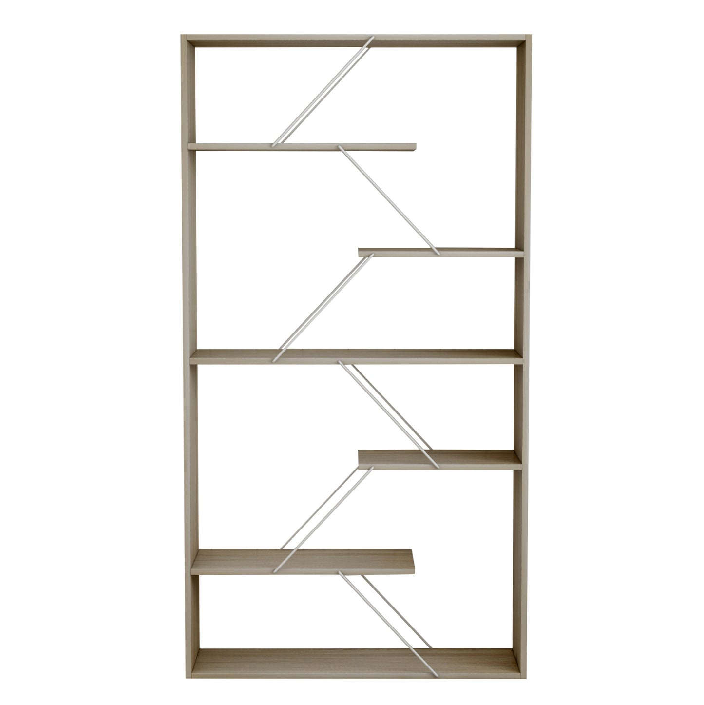TARS SONAMA BOOKCASE MELAMINE WHITE METAL BARS 84x24x157