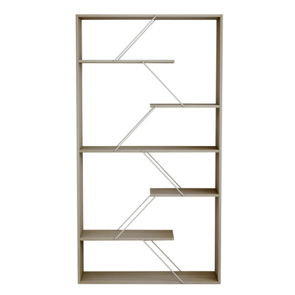 TARS SONAMA BOOKCASE MELAMINE WHITE METAL BARS 84x24x157