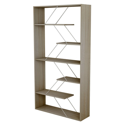 TARS SONAMA BOOKCASE MELAMINE WHITE METAL BARS 84x24x157