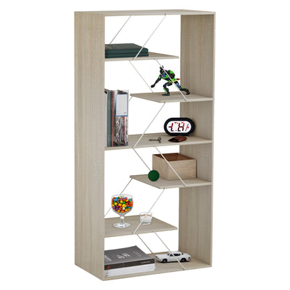 TARS SONAMA BOOKCASE MELAMINE WHITE METAL BARS 84x24x157