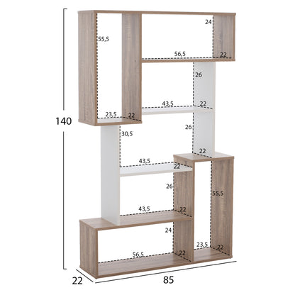 BOOKCASE SHAY WHITE 85x22x140