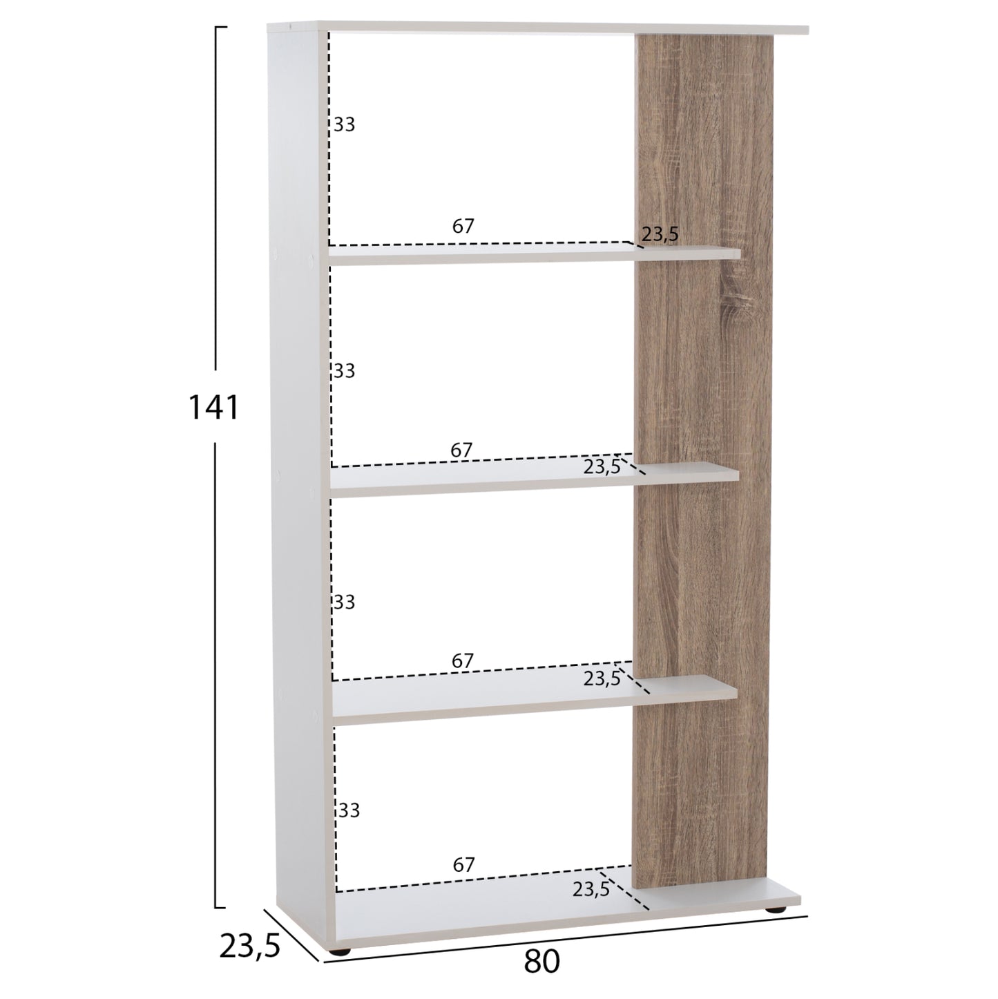 HARVEY BOOKCASE WHITE 80x23x141