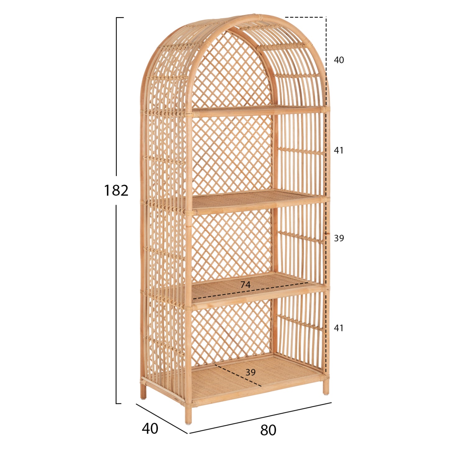 ΒΙΒΛΙΟΘΗΚΗ SIMOK ΑΠΟ ΦΥΣΙΚΟ RATTAN ΣΕ ΦΥΣΙΚΟ ΧΡΩΜΑ 80x40x182