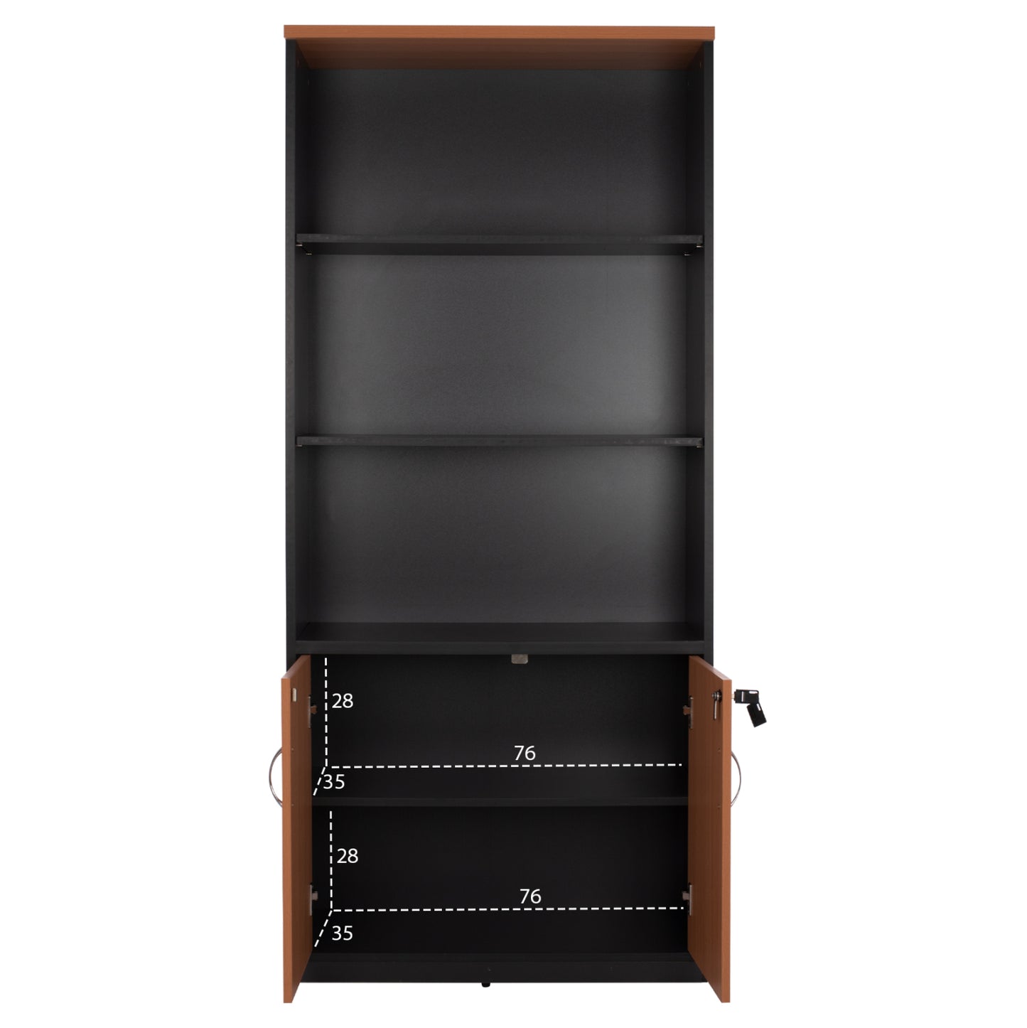 ABELINA PROFESSIONAL OFFICE BOOKCASE IN BEECH COLOUR WITH 2 DOORS 80x39x179