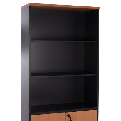 ABELINA PROFESSIONAL OFFICE BOOKCASE IN BEECH COLOUR WITH 2 DOORS 80x39x179