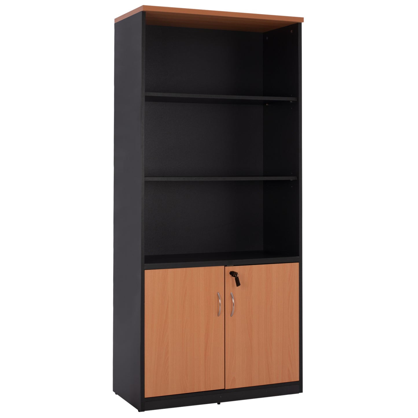 ABELINA PROFESSIONAL OFFICE BOOKCASE IN BEECH COLOUR WITH 2 DOORS 80x39x179