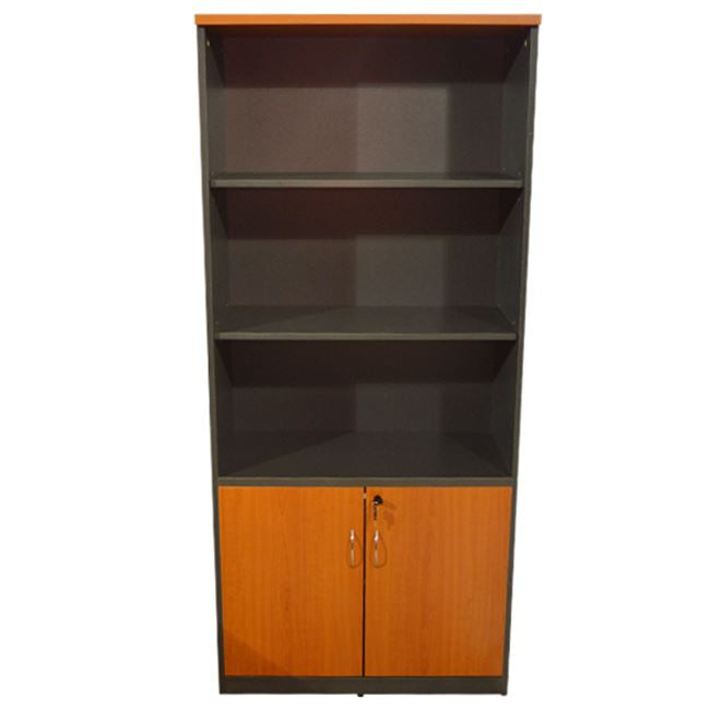 PROFESSIONAL OFFICE BOOKCASE SIENNA CHERRY WITH 2 DOORS 80x39x179