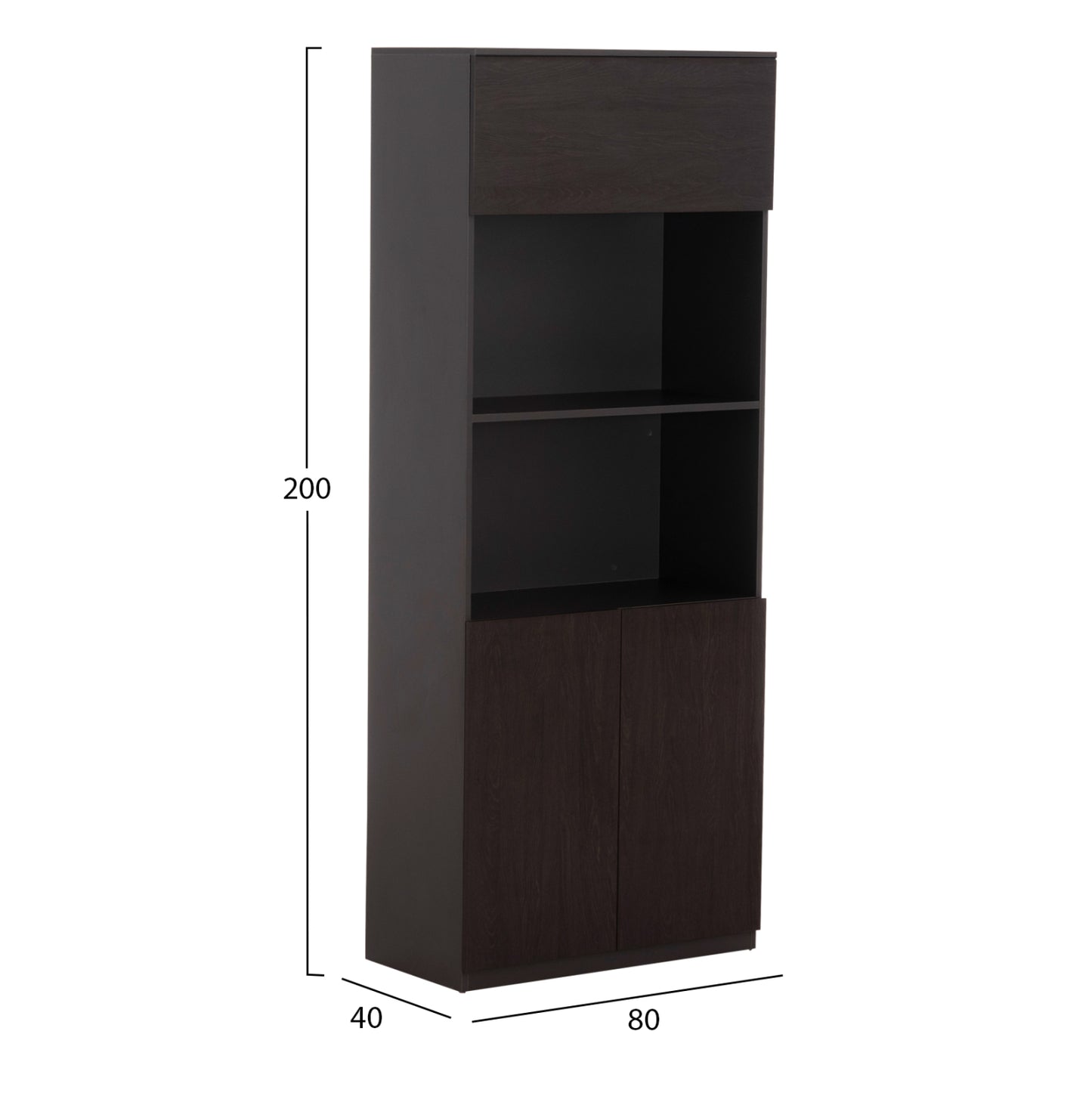 OFFICE BOOKCASE PROFESSIONAL ROSEWOOD MELAMINE GREY WENGE 80x40x200