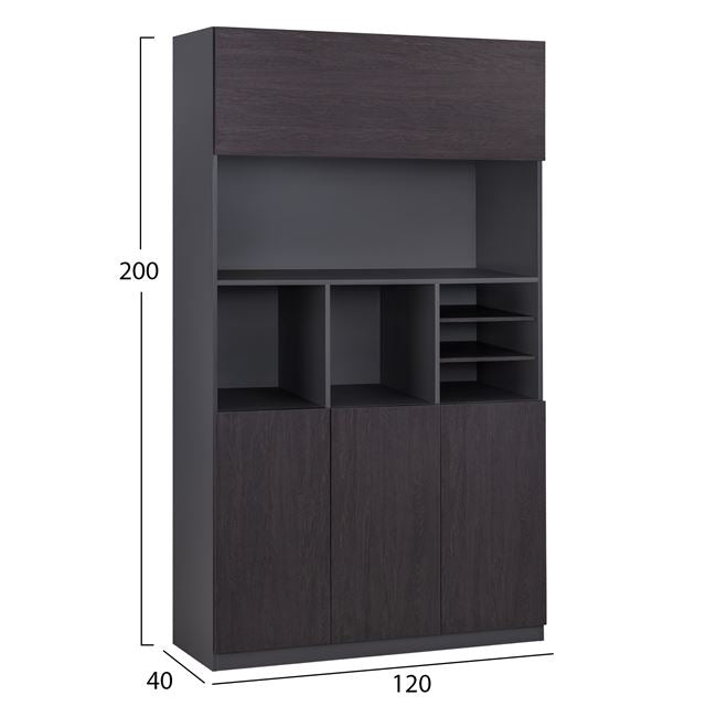 ROSEWOOD PROFESSIONAL OFFICE BOOKCASE 120x40x200