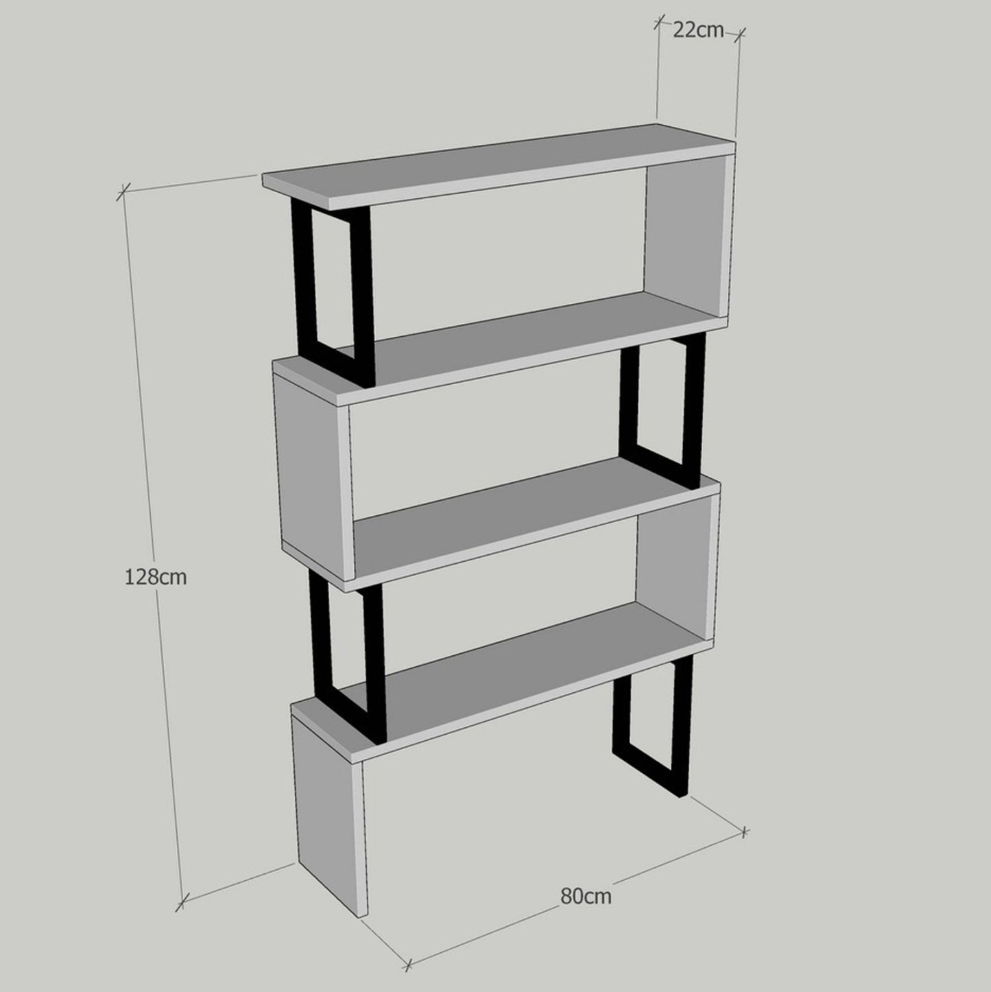 BOOKCASE INGRID WALNUT WITH BLACK FRAME 80x22x128