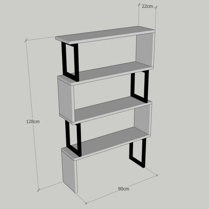 BOOKCASE INGRID WALNUT WITH BLACK FRAME 80x22x128