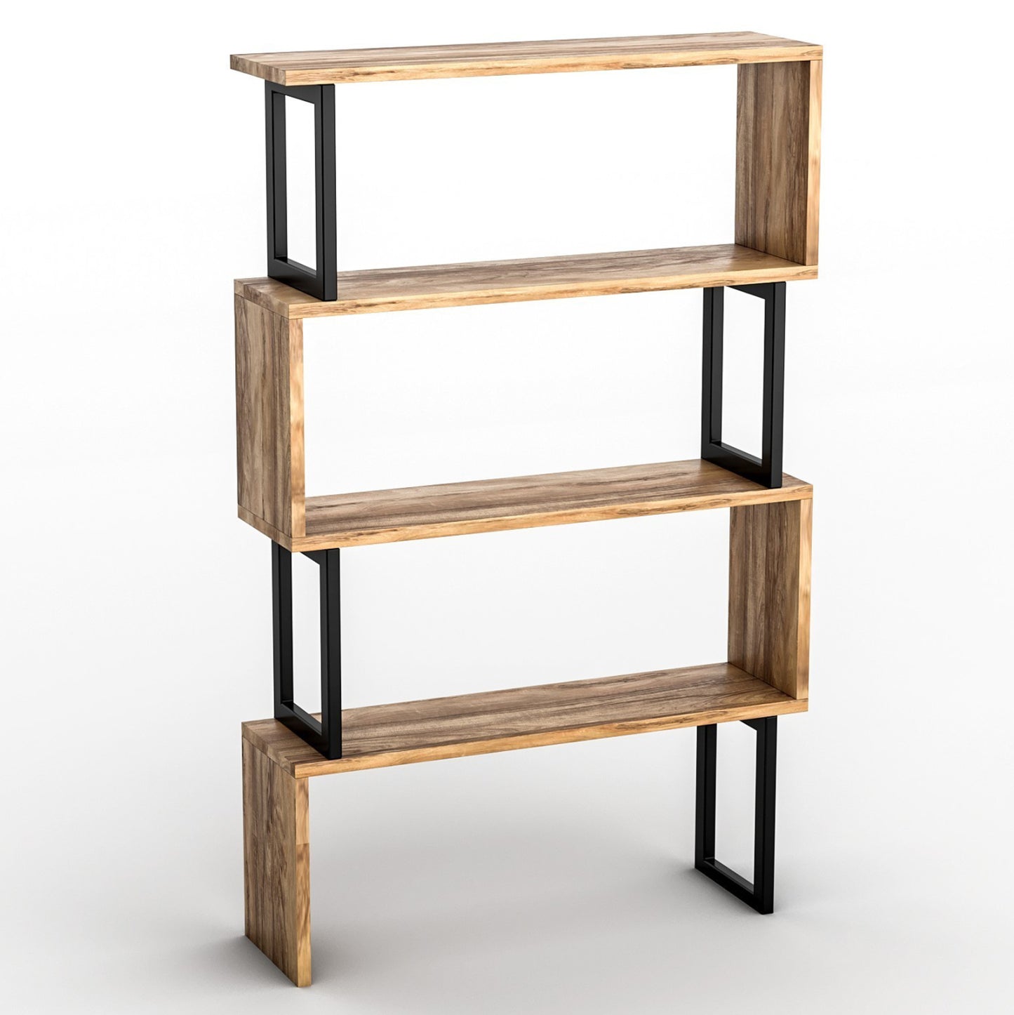 BOOKCASE INGRID WALNUT WITH BLACK FRAME 80x22x128