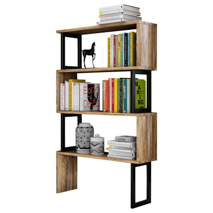 BOOKCASE INGRID WALNUT WITH BLACK FRAME 80x22x128