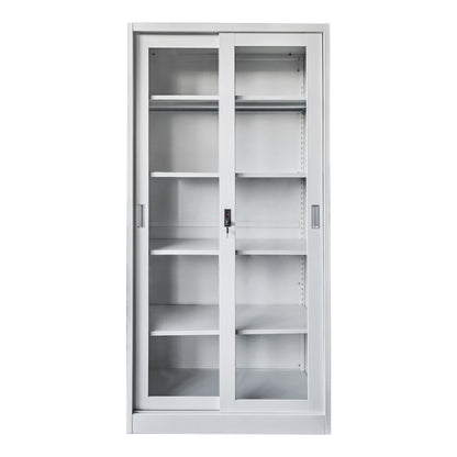 BOOKCASE WITH SLIDING DOORS SIDER METAL WHITE 90x40x185