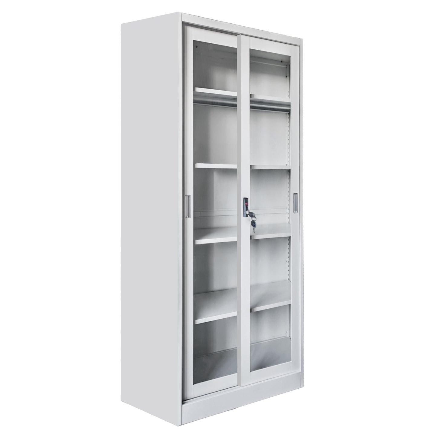 BOOKCASE WITH SLIDING DOORS SIDER METAL WHITE 90x40x185