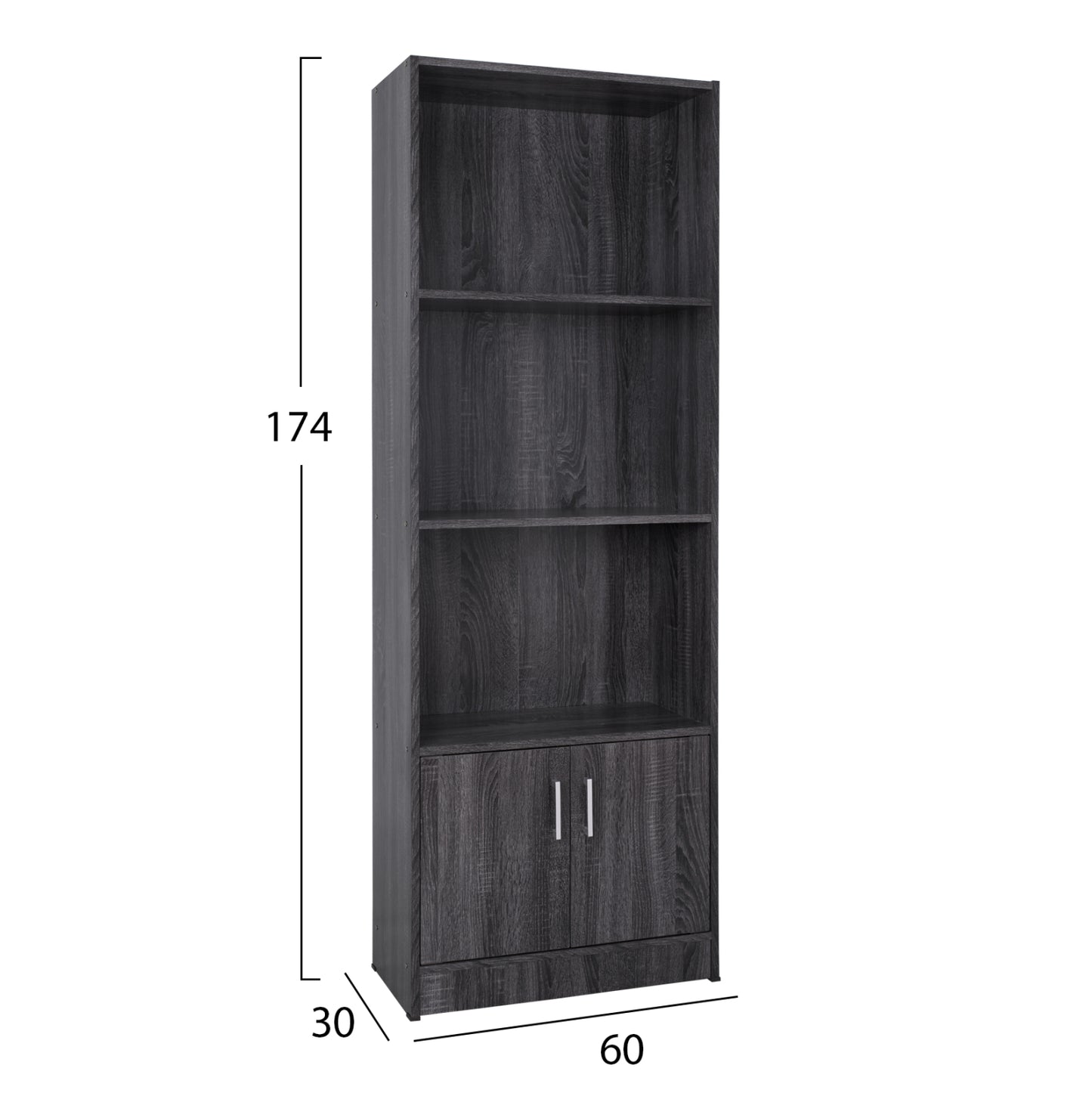 ΒΙΒΛΙΟΘΗΚΗ ΜΕΛΑΜΙΝΗΣ HAYDEN ΣΕ ΑΝΘΡΑΚΙ ΧΡΩΜΑ 60x30x174