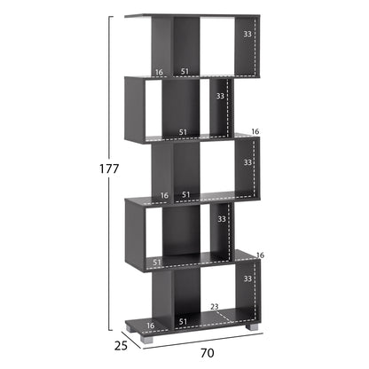 GREY MELAMINE BOOKCASE 70x25x177