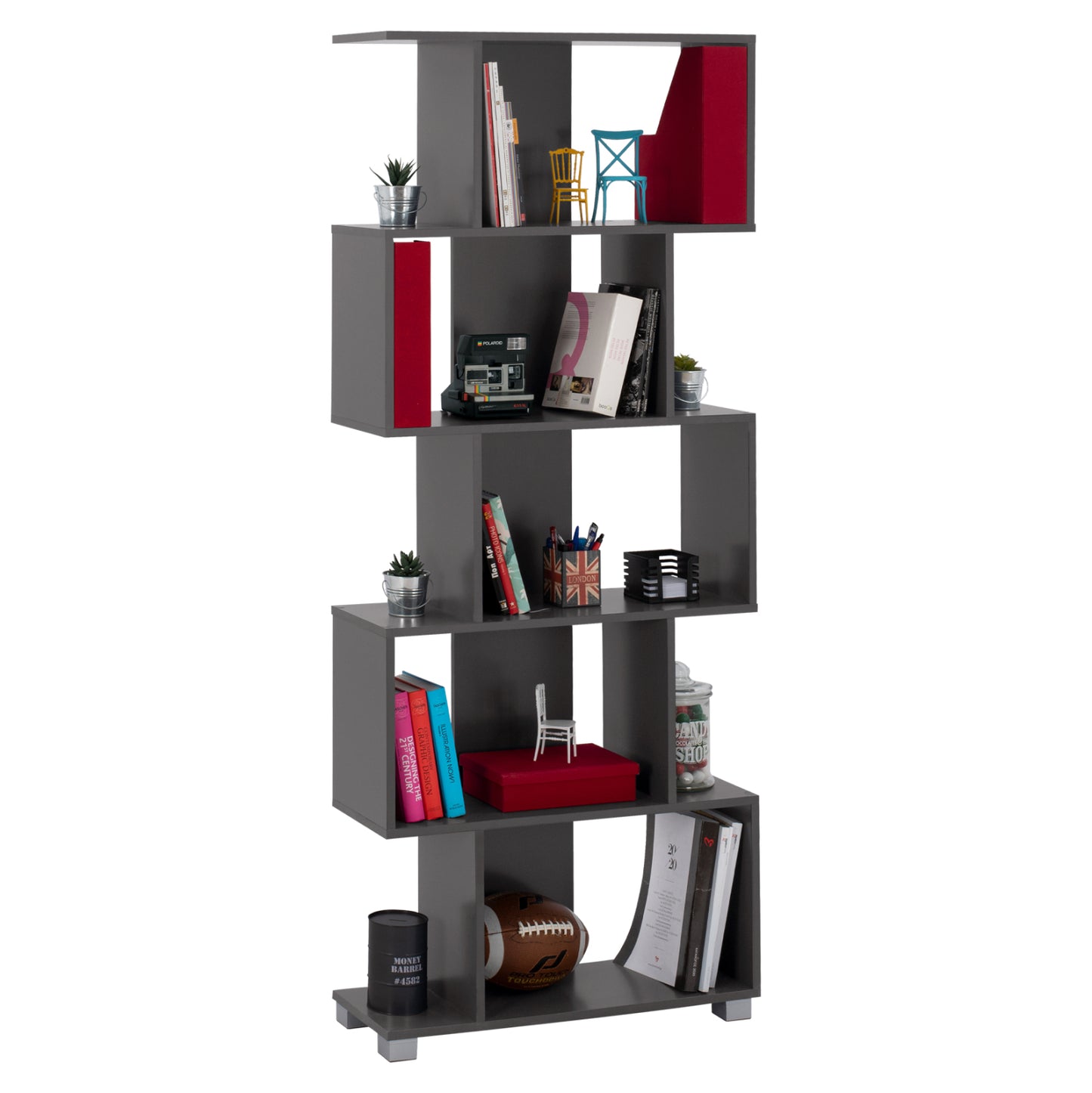 GREY MELAMINE BOOKCASE 70x25x177