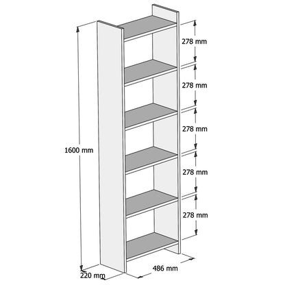 CLASSIKER BOOKCASE MELAMINE GREY WHITE 48,5x22x160