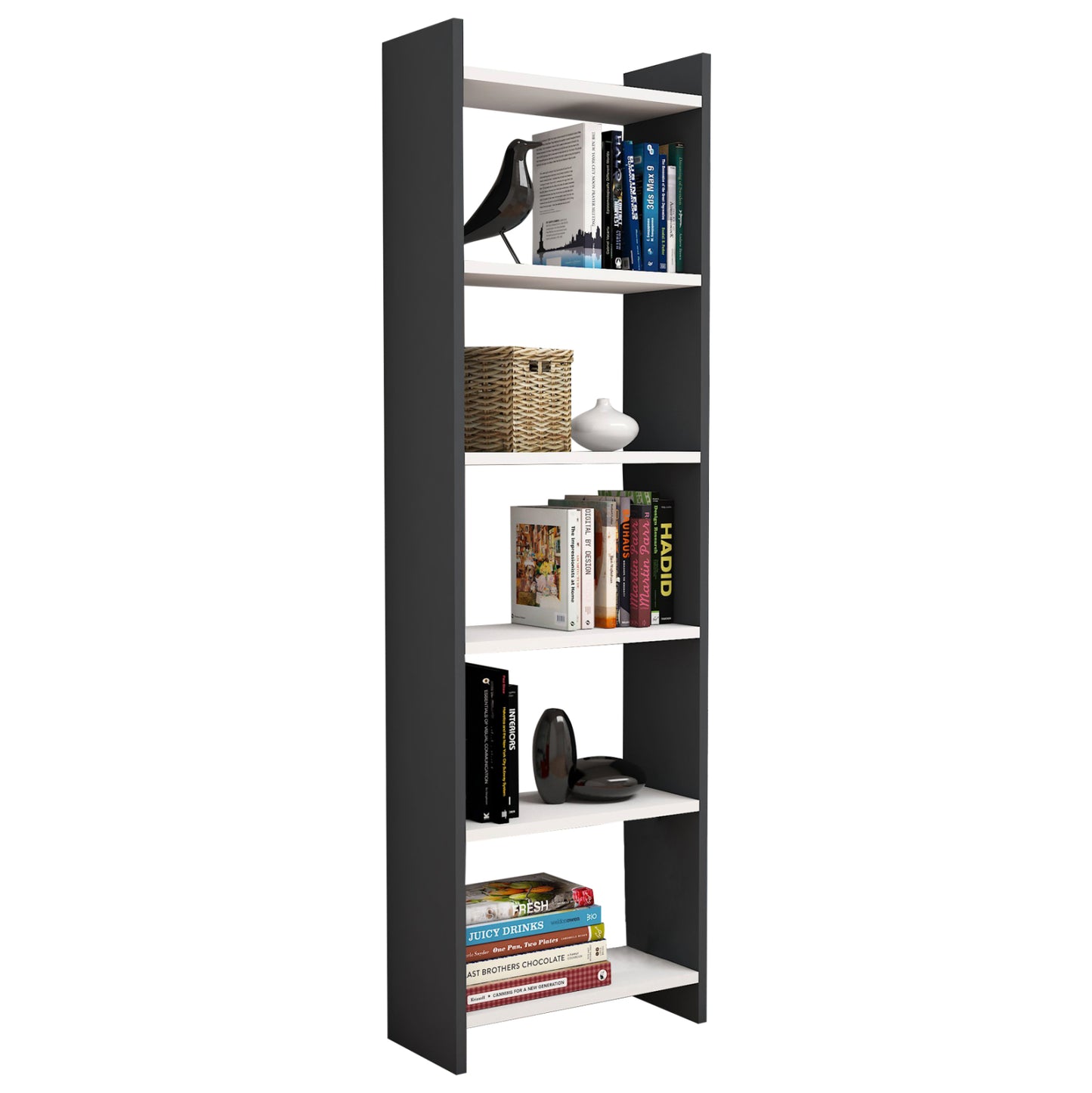 CLASSIKER BOOKCASE MELAMINE GREY WHITE 48,5x22x160