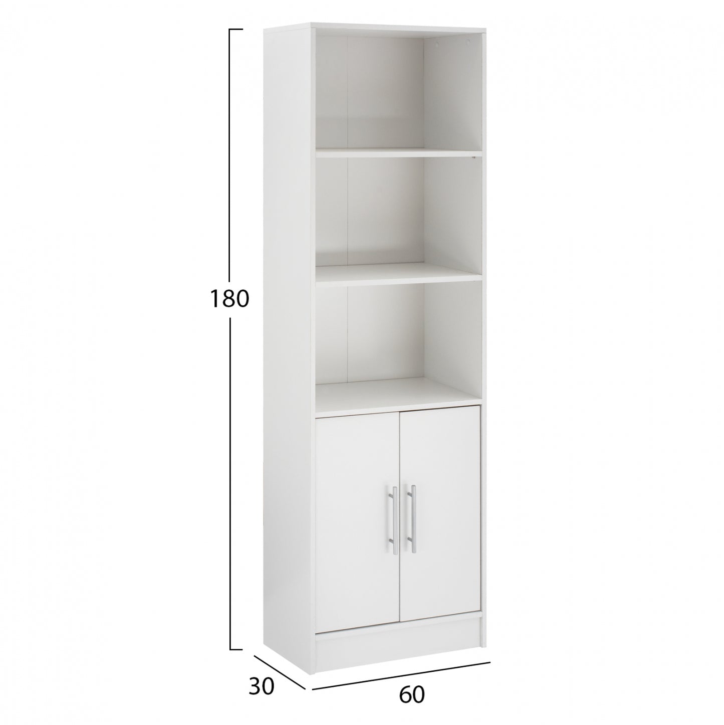 ENSLEY MELAMINE BOOKCASE IN WHITE SHADE 60x30x180