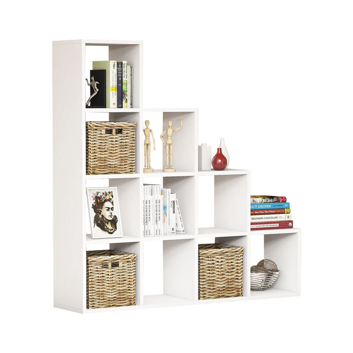 MELAMINE BOOKCASE SCALE WHITE 120x30x123.6