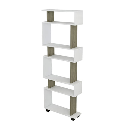 BOOKCASE MELAMINE OWLOLIVE GREY WHITE 60x19,5x165