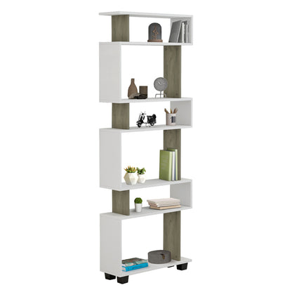 BOOKCASE MELAMINE OWLOLIVE GREY WHITE 60x19,5x165