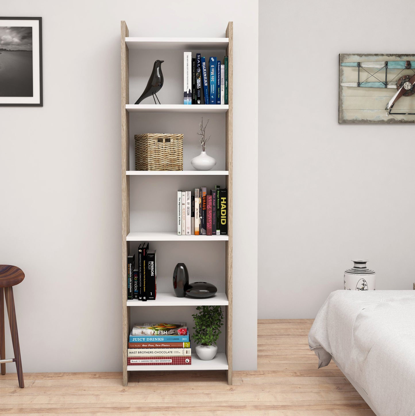 ΒΙΒΛΙΟΘΗΚΗ CLASSIKER ΜΕΛΑΜΙΝΗΣ SONΟMA ΛΕΥΚΟ 48,5x22x160