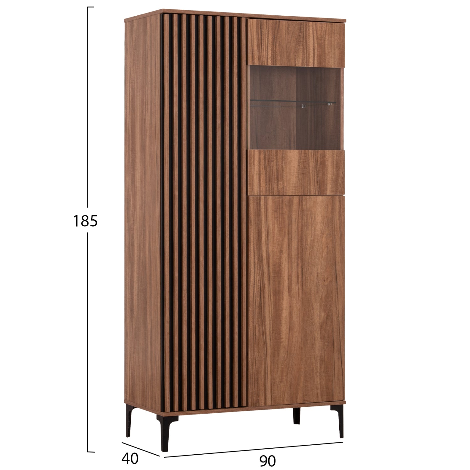 ΒΙΤΡΙΝΑ HARRY ΜΕΛΑΜΙΝΗ ΦΥΣΙΚΟ ΞΥΛΟΥ ΜΑΥΡΟ 90x40x185
