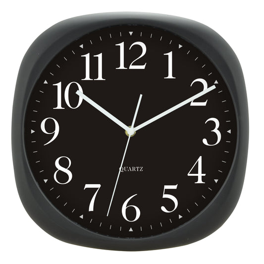 Πλαστικό Μαύρο Ρολόι Τοίχου 30.3x4x30.3