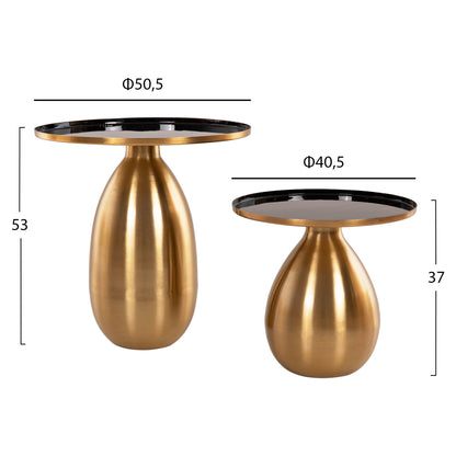 NESTING TABLES 2PCS DEANNA METAL IN BLACK & GOLD Ø50.5cm & Ø40.5cm