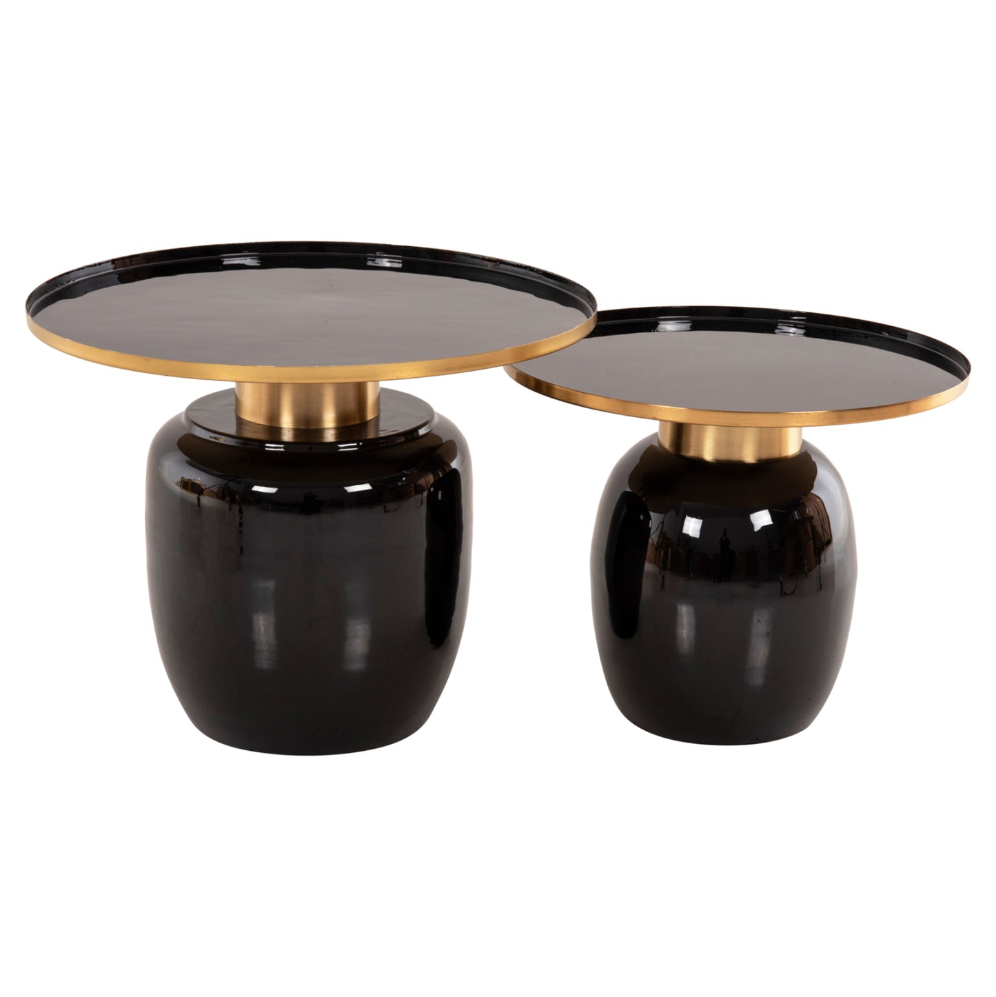 FRYNX SIDE TABLES 2 PCS BLACK & GOLD METAL D60cm & D50.5cm