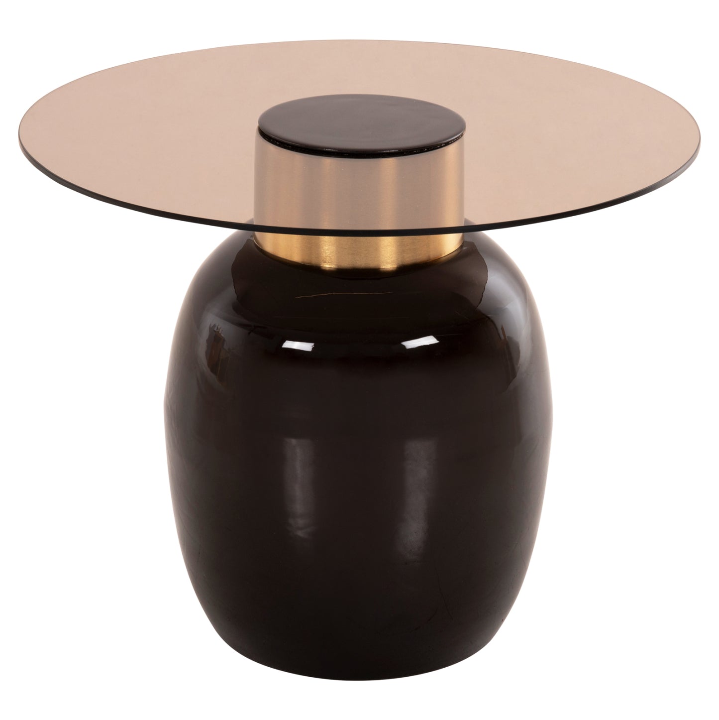 SIDE TABLES 2 PCS FRYN METAL IN BROWN & GOLD GLASS Ø60cm & Ø50cm