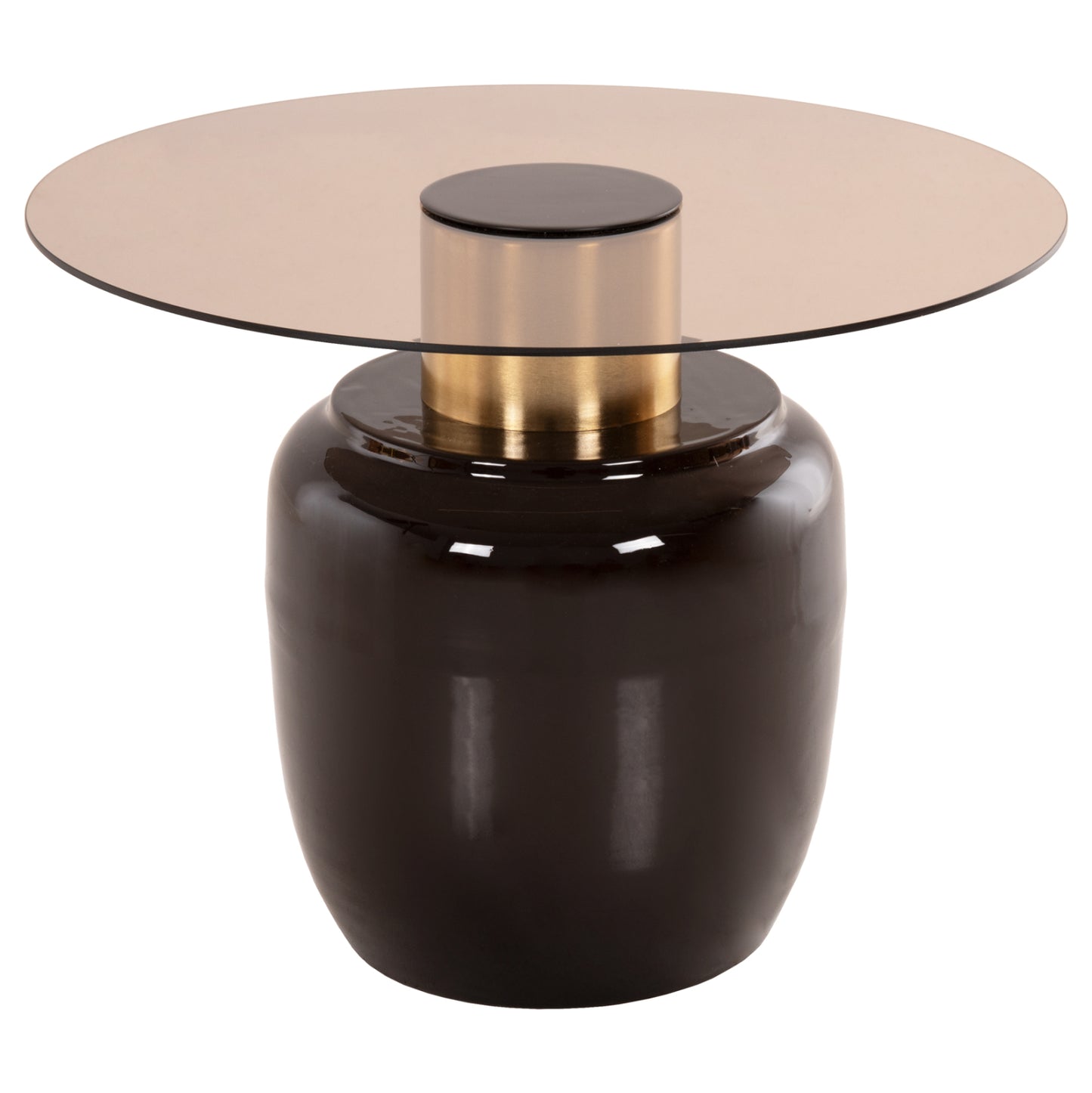 SIDE TABLES 2 PCS FRYN METAL IN BROWN & GOLD GLASS Ø60cm & Ø50cm