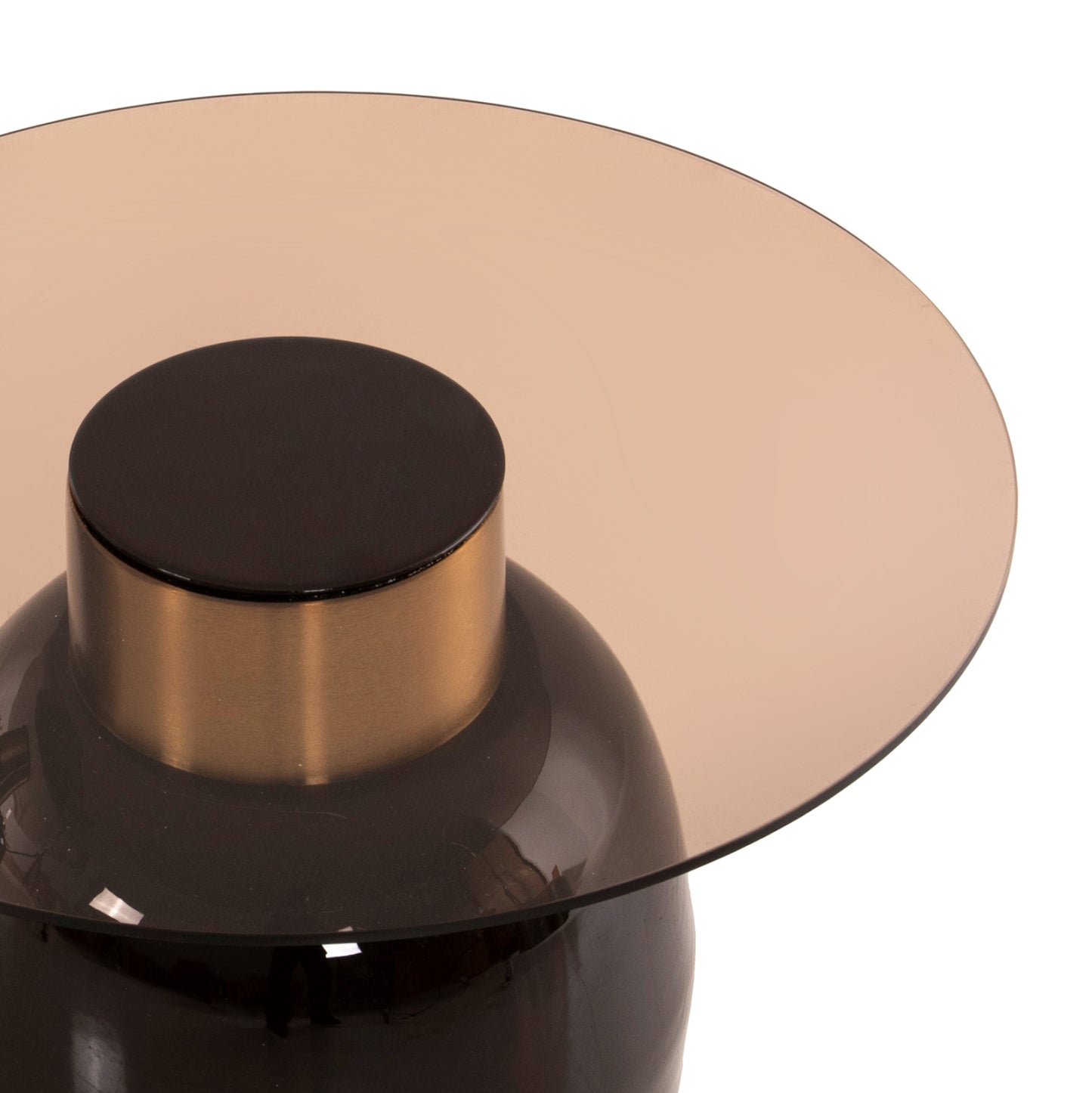 SIDE TABLES 2 PCS FRYN METAL IN BROWN & GOLD GLASS Ø60cm & Ø50cm