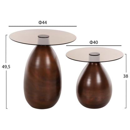 REGEN NESTING TABLES 2PCS METAL COPPER GLASS Φ44cm & Φ40cm