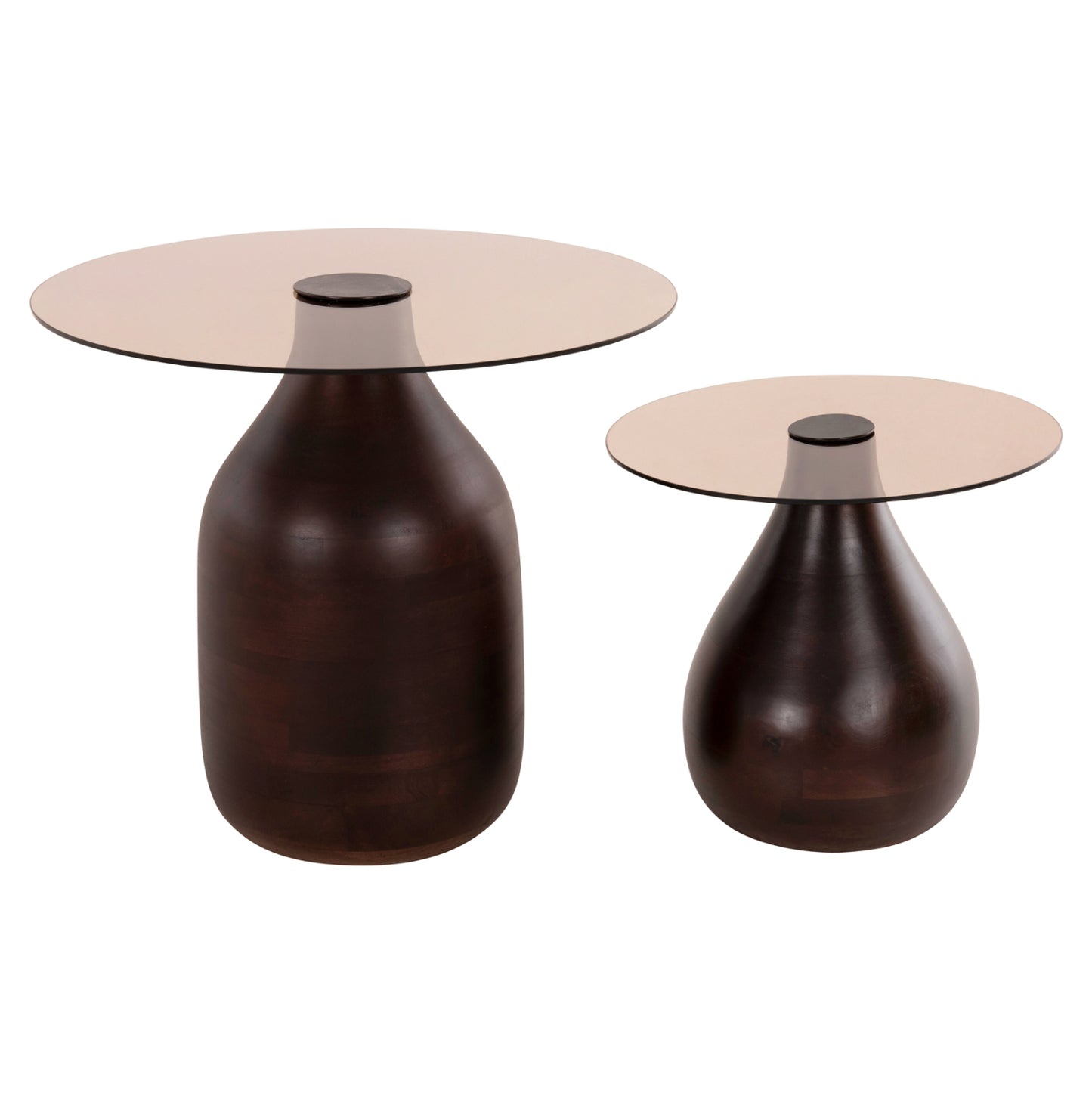 ΒΟΗΘΗΤΙΚΑ ΤΡΑΠΕΖΑΚΙΑ 2 ΤΜΧ CHANG ΞΥΛΟ MANGO ΓΥΑΛΙ TOP Φ55x49,5 & Φ40x36,5