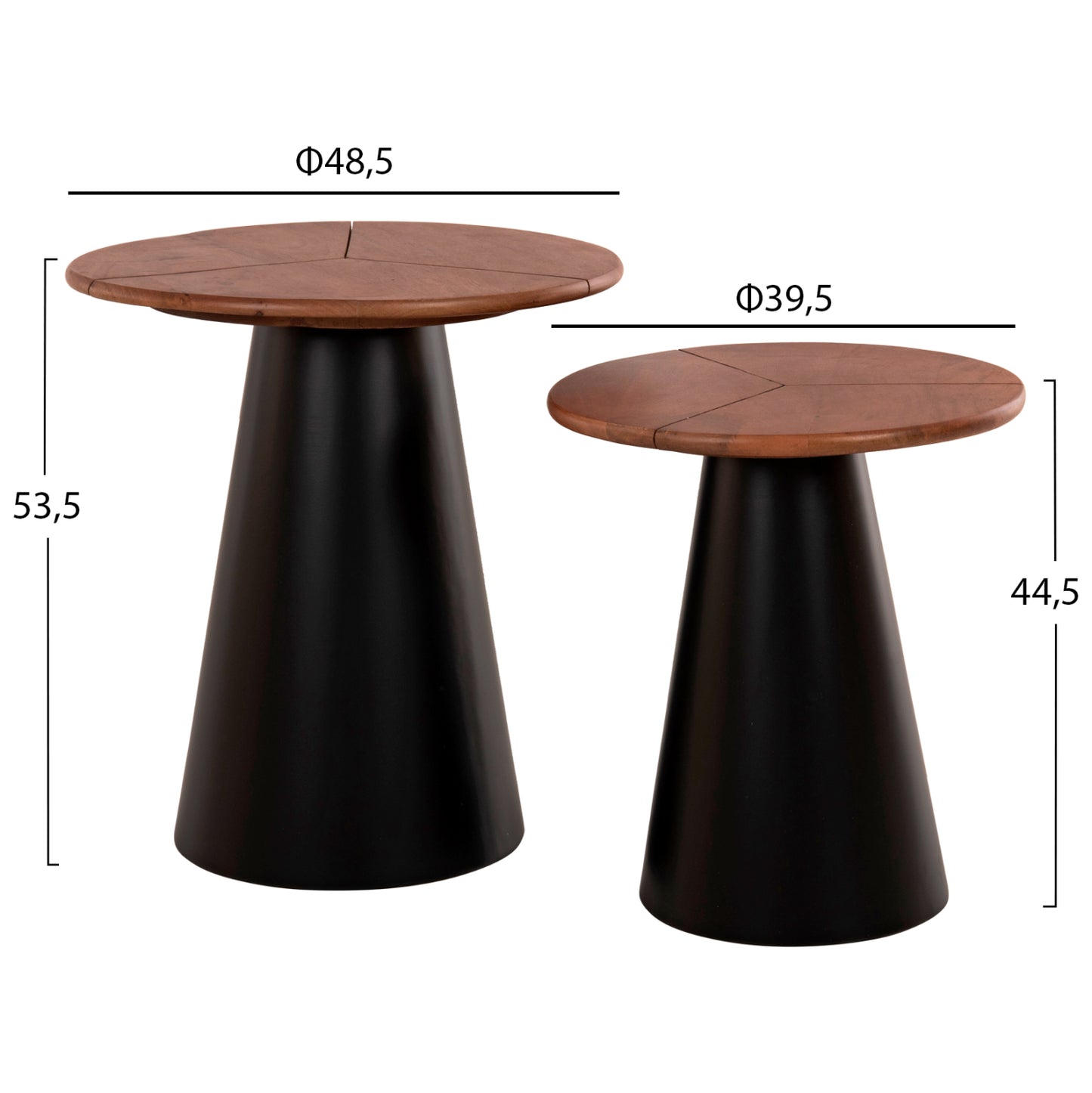 ΒΟΗΘΗΤΙΚΑ ΤΡΑΠΕΖΑΚΙΑ 2 ΤΜΧ SUNNI ΜΕΤΑΛΛΟ ΜΑΥΡΟ MANGO TOP Φ48,5εκ & Φ39,5εκ