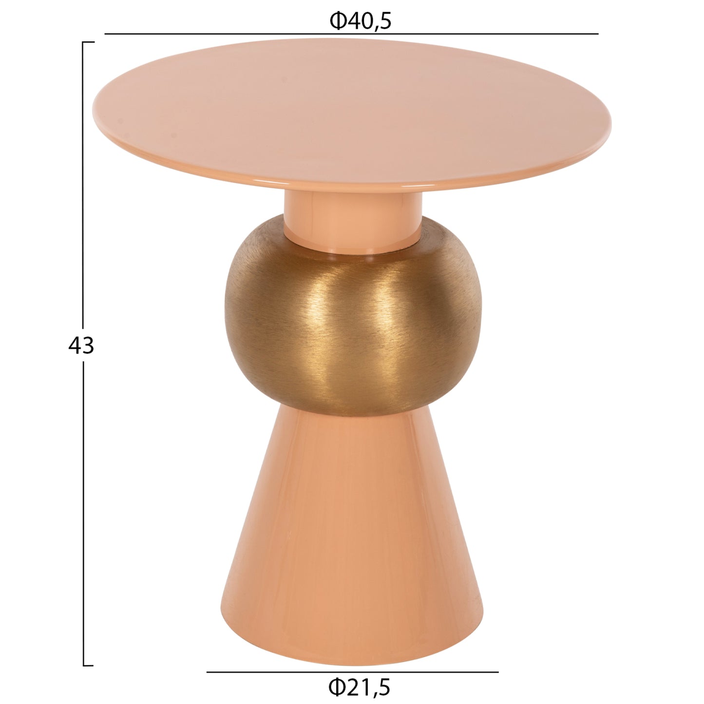SIDE TABLE PATNA METAL IN SALMON GOLD D40,5x43