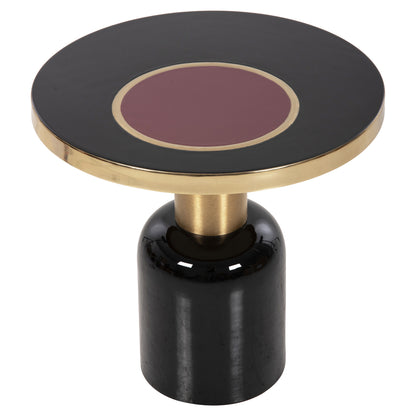EROSE SIDE TABLE METAL BLACK GOLD CHERRY Φ50,5x50