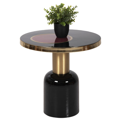 EROSE SIDE TABLE METAL BLACK GOLD CHERRY Φ50,5x50