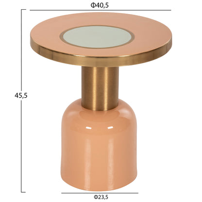 SIDE TABLE ERODE METAL SALMON GOLD BEIGE Φ40.5x45.5