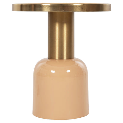 SIDE TABLE ERODE METAL SALMON GOLD BEIGE Φ40.5x45.5