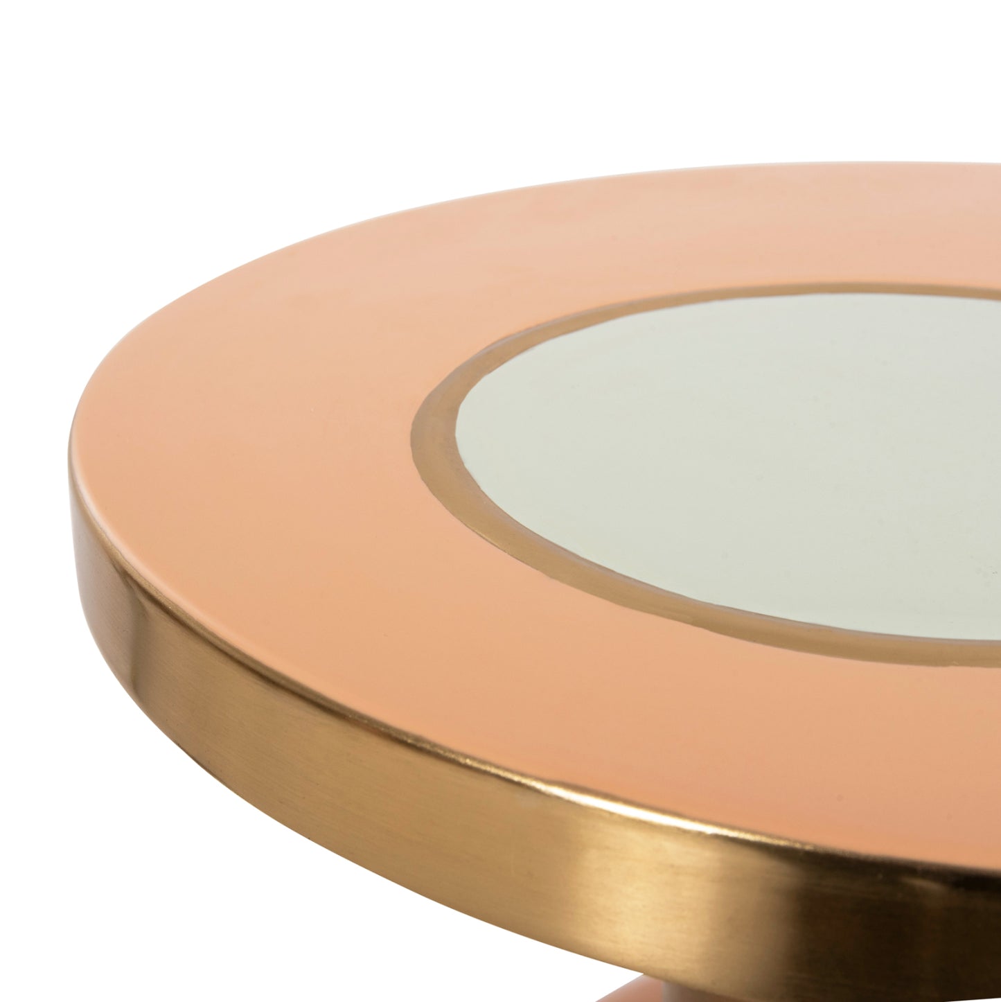 SIDE TABLE ERODE METAL SALMON GOLD BEIGE Φ40.5x45.5