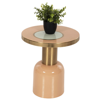 SIDE TABLE ERODE METAL SALMON GOLD BEIGE Φ40.5x45.5