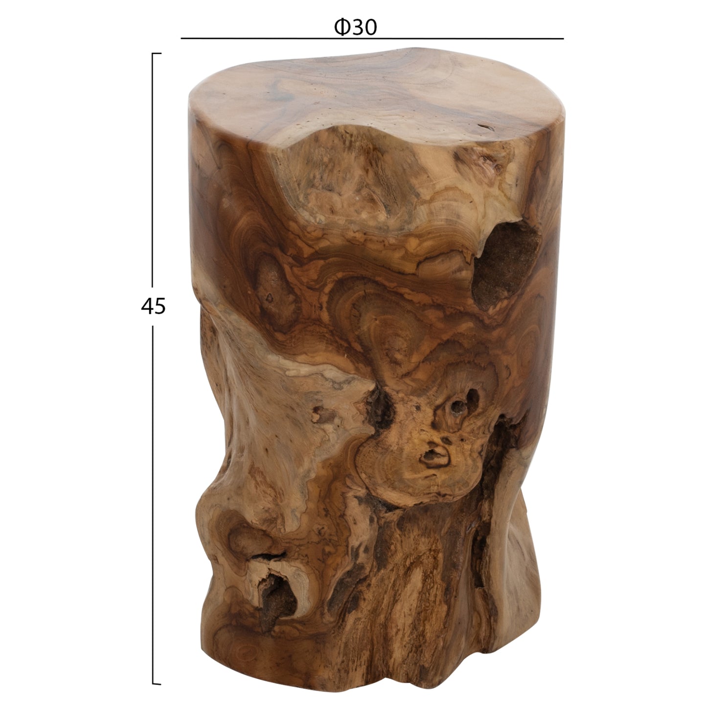 ROUND SIDE TABLE MADE OF SOLID TEAK WOOD NATURAL Ø30x45